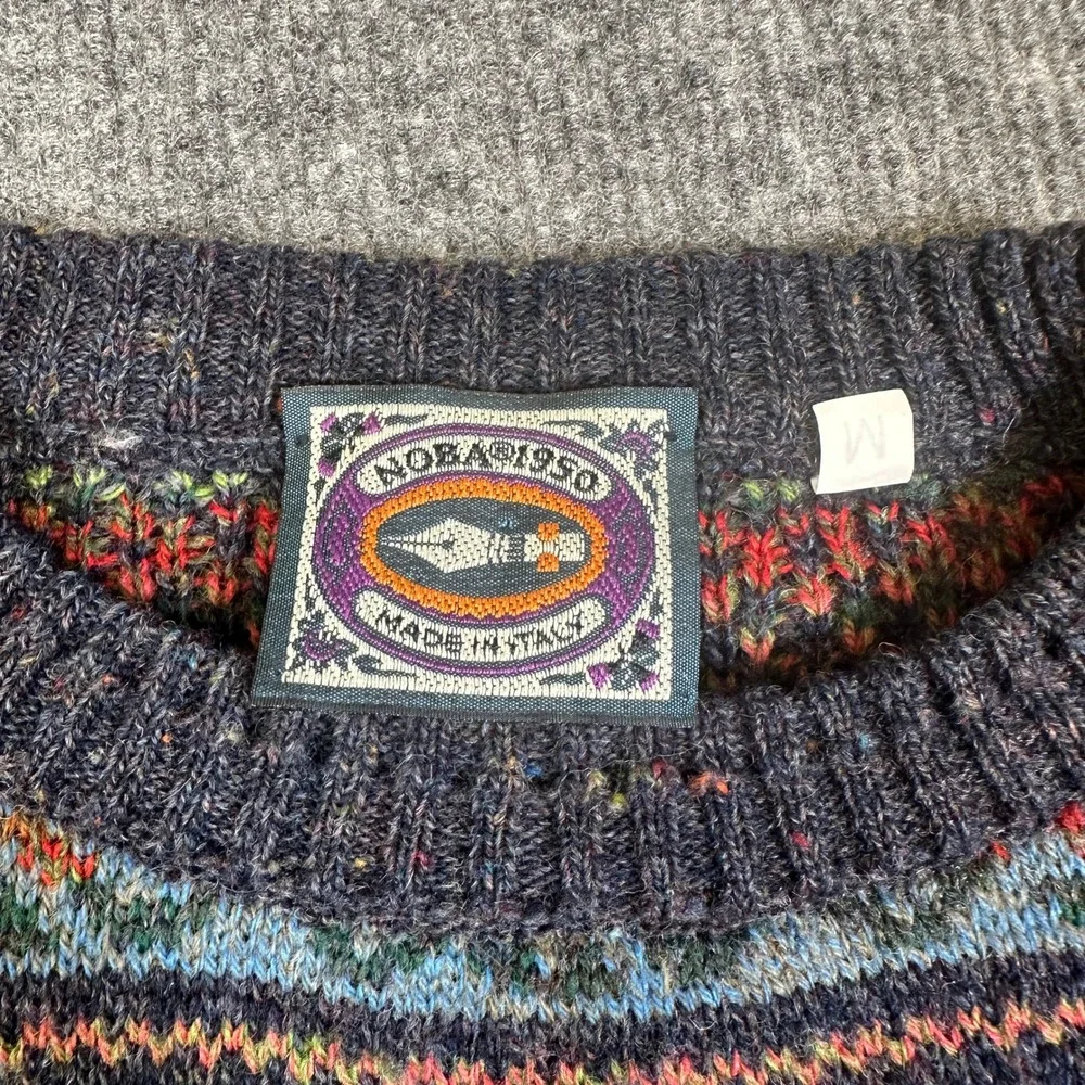 Noba 1950 Mens Fair Isle Crewneck Sweater Made in Italy Multi Color Size M